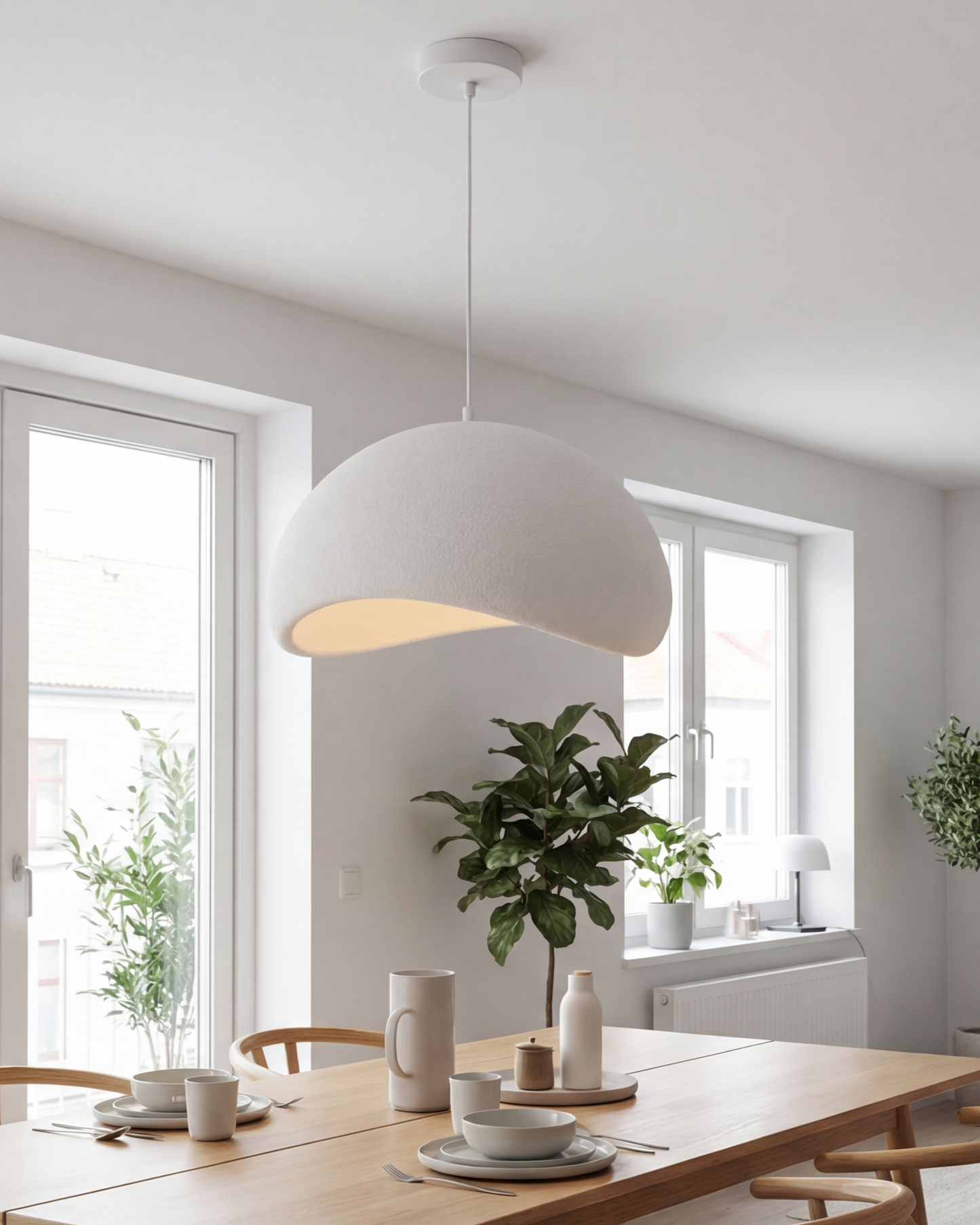 Modern Organic Asymmetrical Dome Pendant Light (White)