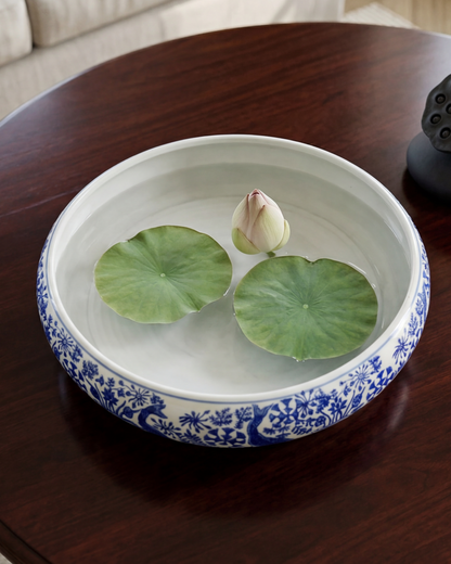 Indigo Bloom Ceramic Planter - 31 CM