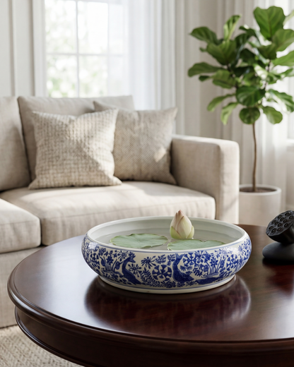 Indigo Bloom Ceramic Planter - 31 CM