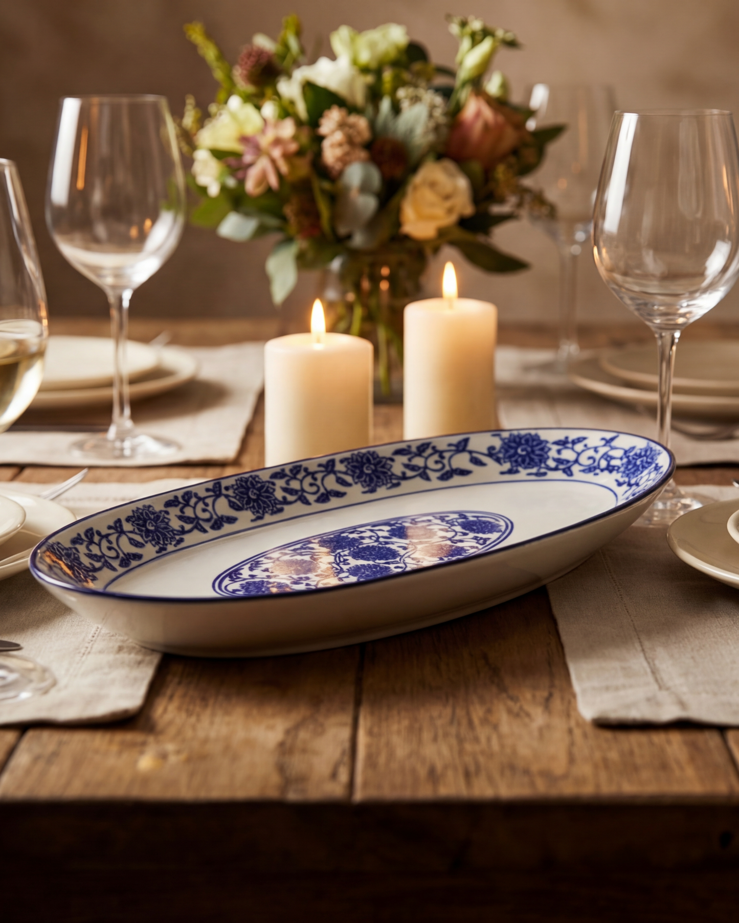 Blue Heritage Floral Serving Platter