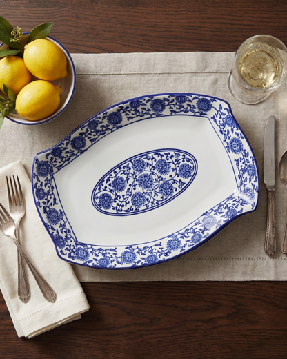 Royal Blue Floral Serving Platter