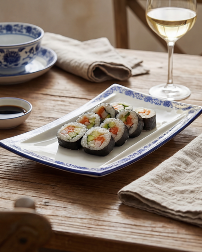 Classic Blue Floral Serving Platter