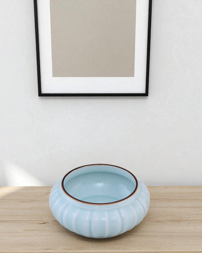 Scalloped Celadon Glaze Decorative Urli Bowl